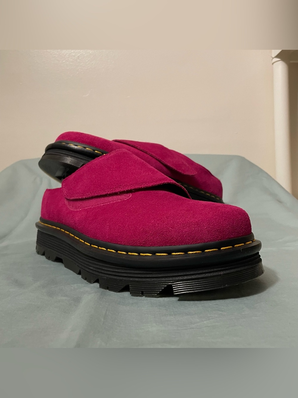 Dr. Martens Zebzag Anywair Suede Mules Pink
